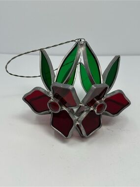 Stained Glass Red & Green 3D Floral Window Hanging Suncatcher Garden Greenhouse